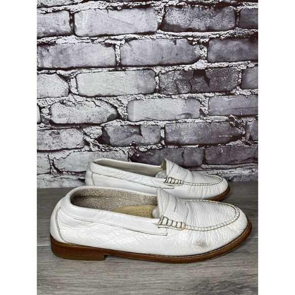 G.H. Bass Weejuns White Leather Moc Toe Penny Loafers Shoes Women Sz 8M US/39EU - Picture 13 of 16